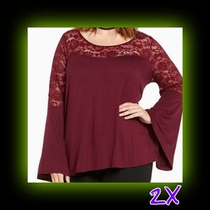 🔥 LACE INSET BELL SLEEVE TOP